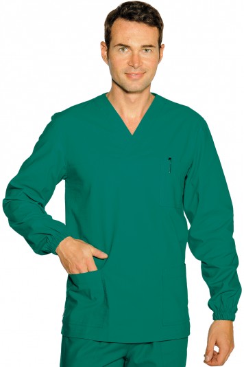 Casacca collo a v Isacco maniche lunghe di colore verde hospital